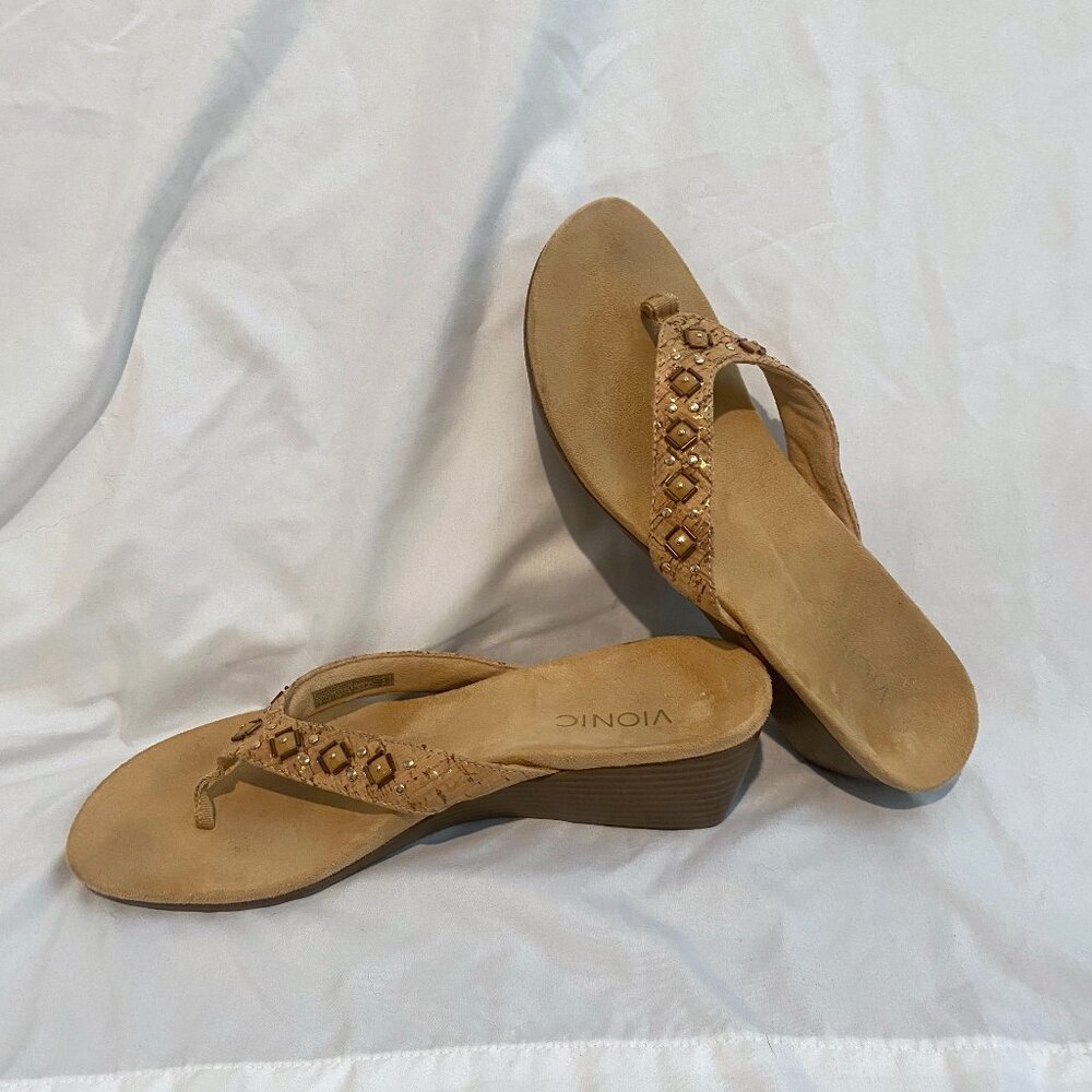 Vionic Orthotic Embellished Wedge Sandals Size 9.5